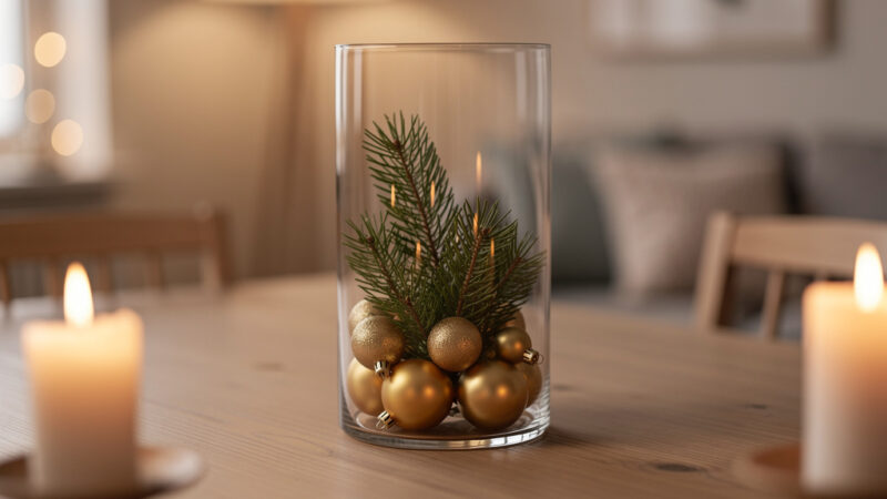 Nowoczesne stroiki świąteczne w szkle – eleganckie inspiracje